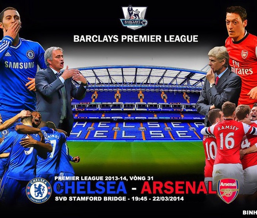 19h45 &#8211; 22/03 &#8211; Truyền hình trực tiếp: Chelsea vs Arsenal