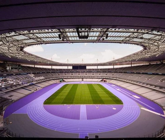 70 ngày trước khi khai màn môn điền kinh Olympic Paris 2024, sân Stade de France đã nhuộm tím