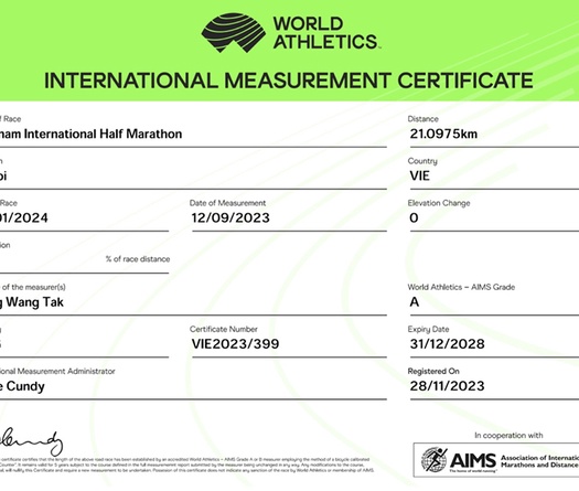 Cung đường chạy Giải Bán Marathon Quốc tế Việt Nam 2024 chính thức được AIMS cấp chứng nhận