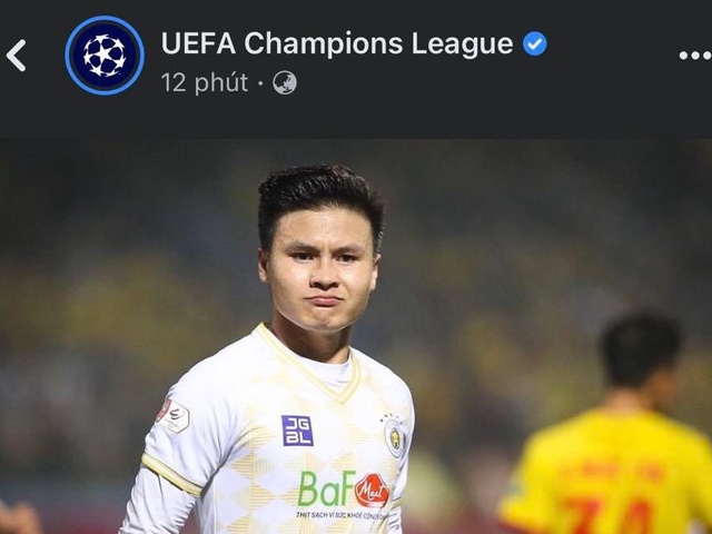 Nghi vấn facebook UEFA Champions League bị hack khi đăng ảnh Quang Hải