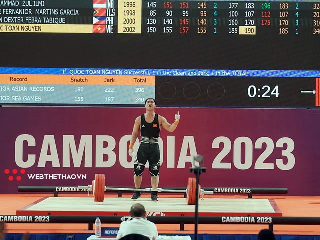 Nguyễn Quốc Toàn phá liền 3 kỷ lục SEA Games giành HCV cử tạ hạng 89 kg