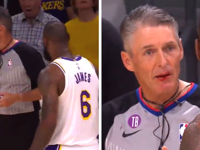Tình huống hy hữu tại NBA Playoffs: Trọng tài đổ máu do va phải LeBron James