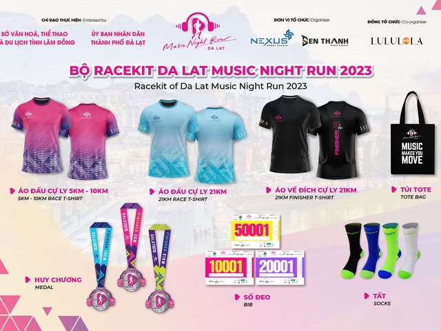 Bộ racekit cực chất, mang tính ứng dụng cao của giải chạy Da Lat Music Night Run 2023