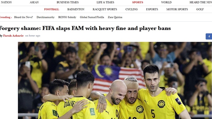 Báo Malaysia xấu hổ vì ĐTQG bê bối nhập tịch ở trận thắng Việt Nam