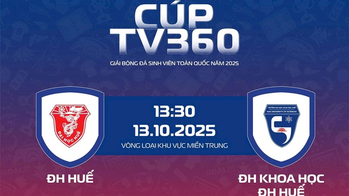 Link xem trực tiếp giải bóng đá nam sinh viên toàn quốc 2025 Cúp TV360: ĐH Huế vs ĐH Khoa học Huế