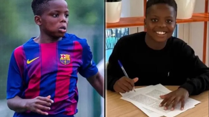 Chữ ký của Destiny Kosiso, thần đồng 12 tuổi của Barcelona ghi được 145 bàn thắng