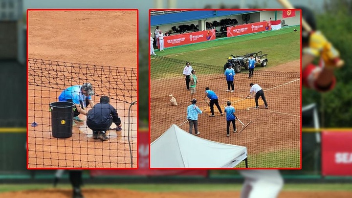 Sự thật vụ "dùng... khăn thấm nước" mặt sân bóng chày nơi đội tuyển Việt Nam thi đấu ở SEA Games 2025