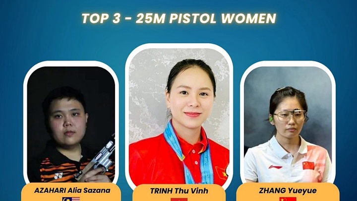 Trịnh Thu Vinh xếp số 1 châu Á nội dung 25m súng ngắn