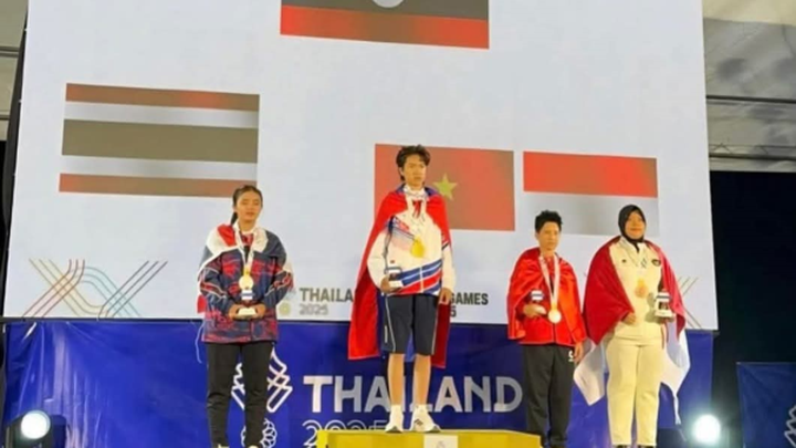 Lào giành huy chương Vàng đầu tiên tại SEA Games 33 nhờ nữ VĐV Bi sắt xuất sắc