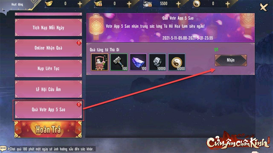 Code Cửu Âm Chân Kinh Mobile 2021 trên PC