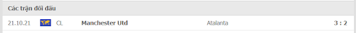Lịch sử đối đầu Atalanta vs MU