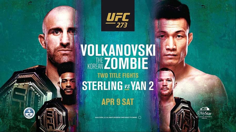 Trực tiếp UFC 273: Volkanovski vs. The Korean Zombie, Yan vs. Sterling 2