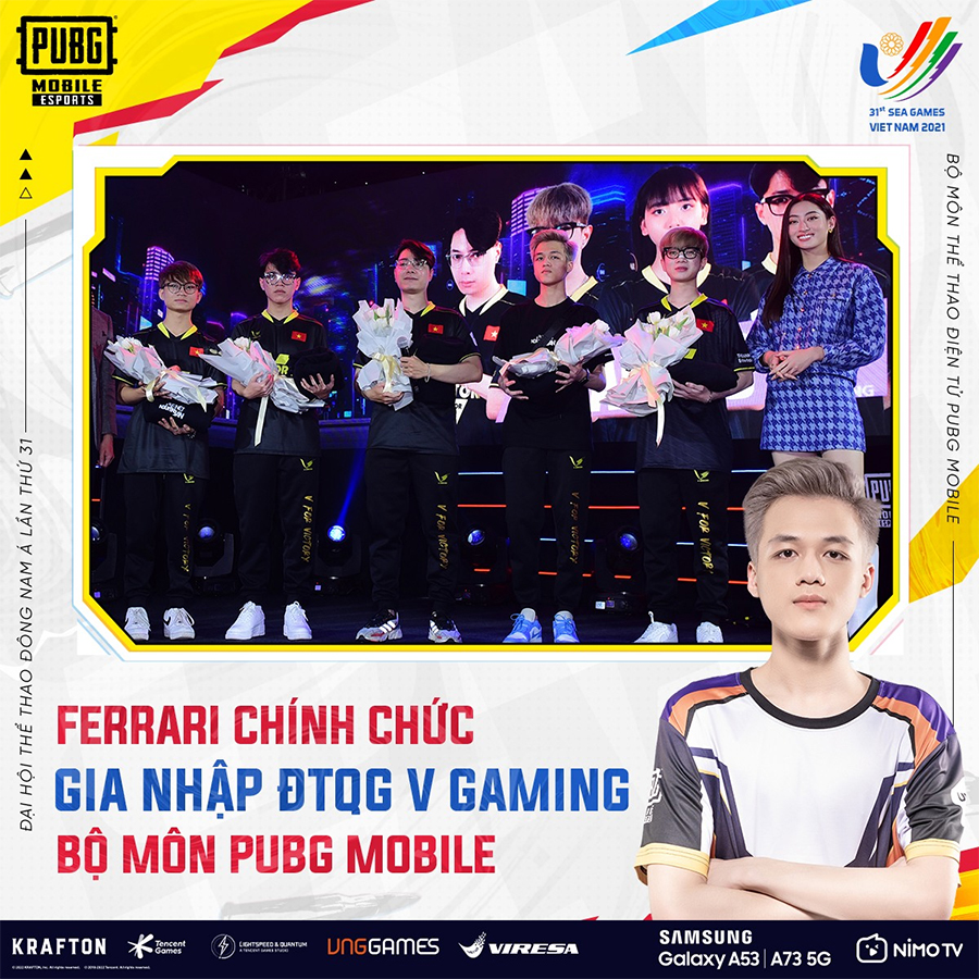 Ferrari gia nhập đội hình V Gaming PUBG Mobile tham dự SEA Games 31