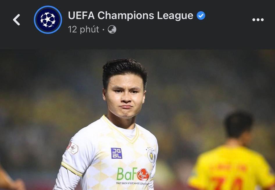 Nghi vấn facebook UEFA Champions League bị hack khi đăng ảnh Quang Hải