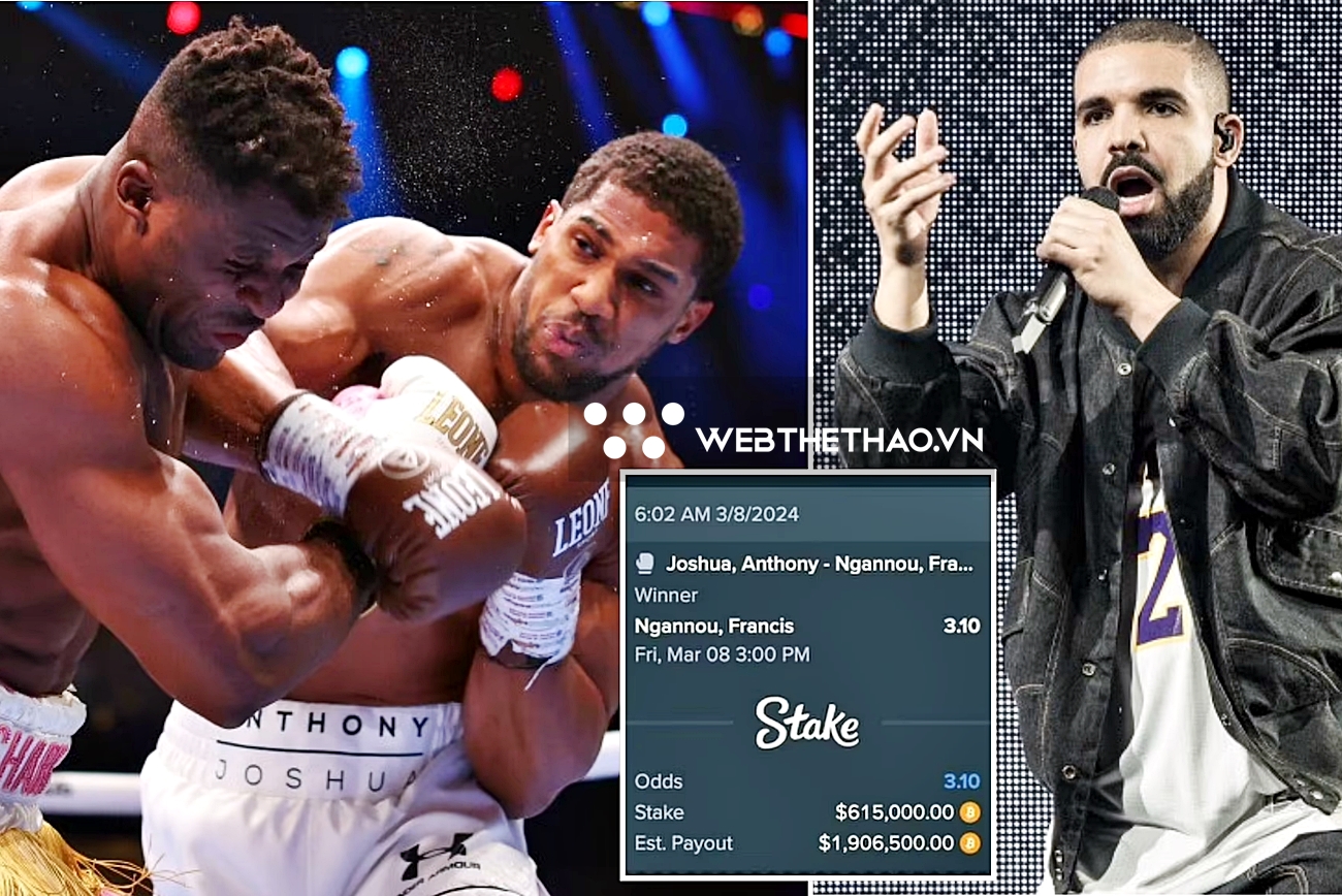 Anthony Joshua đấm knock-out Francis Ngannou khiếp rapper Drake mất cả triệu đô la