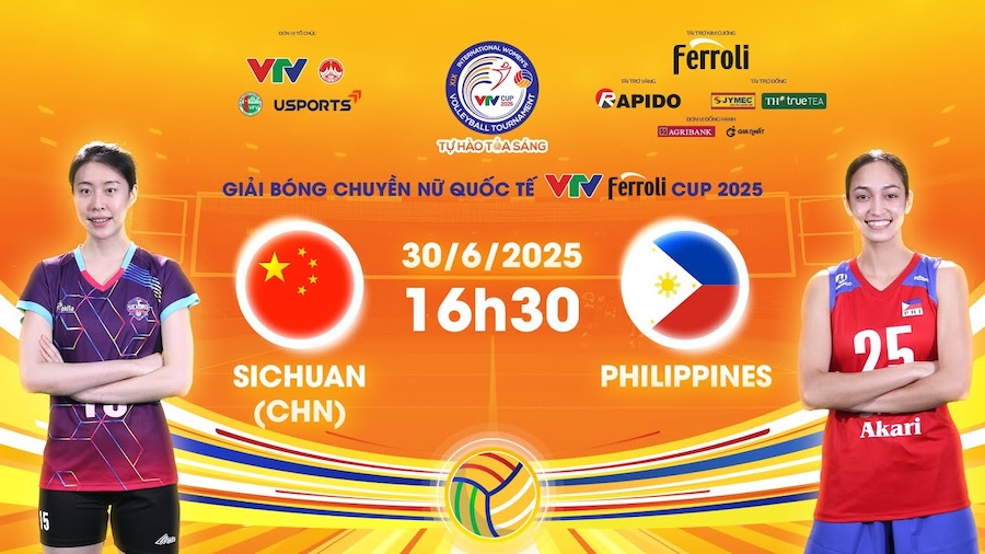 Link trực tiếp bóng chuyền VTV Cup hôm nay 30/6: Tứ Xuyên vs Philippines