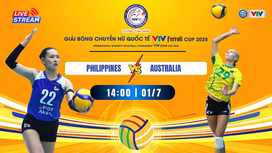 Link trực tiếp bóng chuyền VTV Cup hôm nay 1/7: Philippines vs Úc