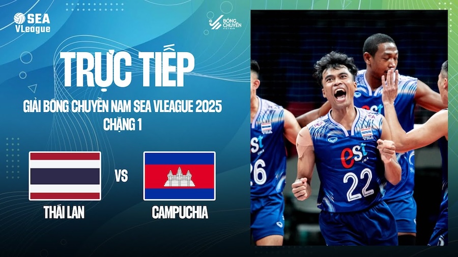 Link trực tiếp bóng chuyền nam SEA V.League hôm nay 13/7: Thái Lan vs Campuchia