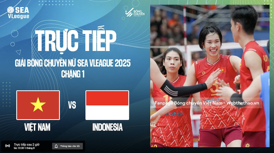 Link trực tiếp bóng chuyền nữ SEA V.League hôm nay 1/8: Việt Nam vs Indonesia