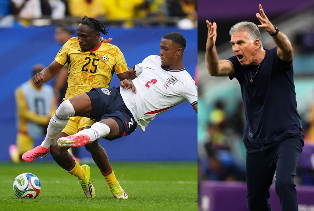 Cầm ho&agrave; tuyển Anh, HLV Ghana Carlos Queiroz vẫn mỉa mai trong t&agrave;i VAR 