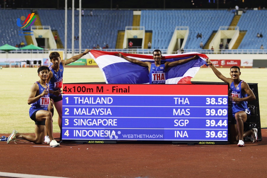 Đội chạy ngắn tiếp sức Thái Lan tự phá kỷ lục SEA Games 31, tiến sát chuẩn dự giải thế giới