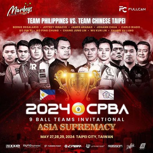 Lịch thi đấu billiards CPBA 9-ball Teams Invitational - Asia Supremacy năm 2024 mới nhất ngày 29/05