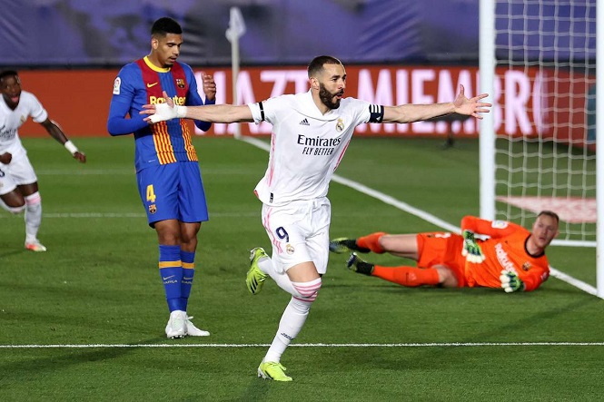 Benzema đánh gót “thiên tài” ghi bàn cho Real ở trận Siêu kinh điển