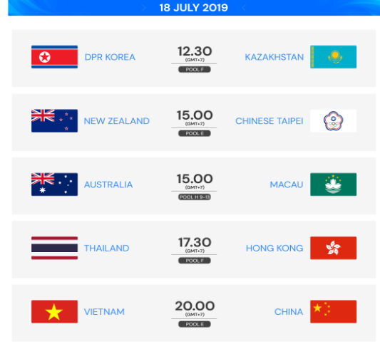 Lịch thi đấu ngày 18/7 Giải vô địch bóng chuyền nữ U23 châu Á 2019