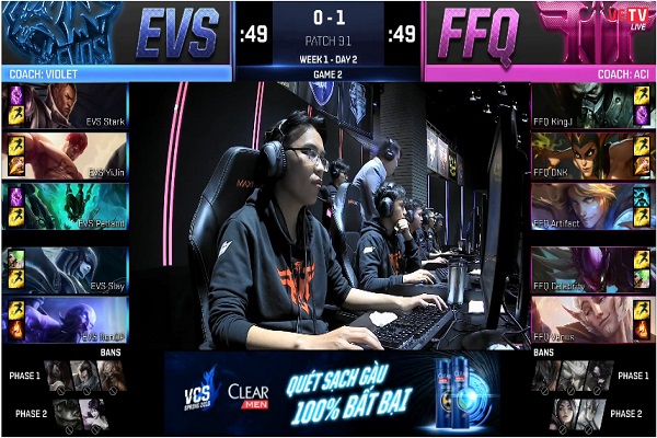 Kết quả thi đấu VCS Mùa Xuân 2019 giữa FFQ vs EVS