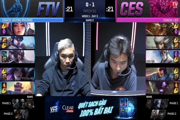 Kết quả thi đấu VCS Mùa Xuân 2019 giữa FTV vs CES