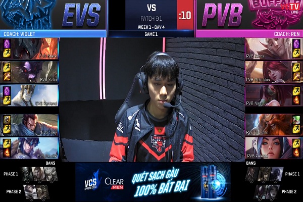 Kết quả thi đấu VCS Mùa Xuân 2019 giữa PVB vs EVS: PVB đè bẹp EVS