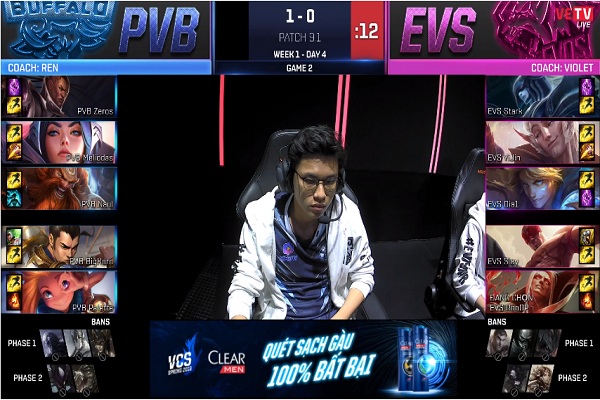Kết quả thi đấu VCS Mùa Xuân 2019 giữa PVB vs EVS: PVB đè bẹp EVS