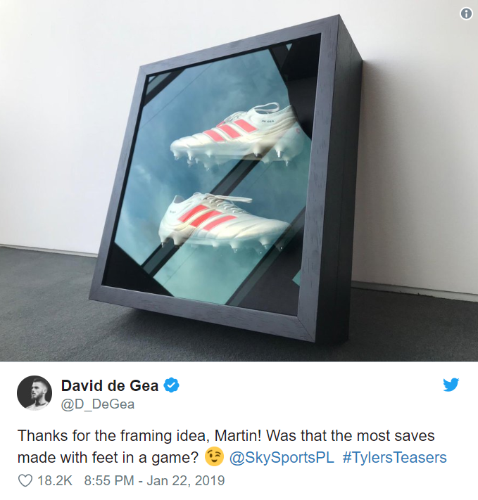 Choáng với cách De Gea làm với đôi giày sử dụng khi lập kỷ lục cản phá trước Tottenham