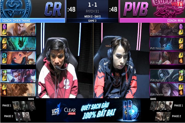 Kết quả VCS Mùa Xuân 2019 giữa CR vs PVB: PVB có chiến thắng khó khăn trước CR