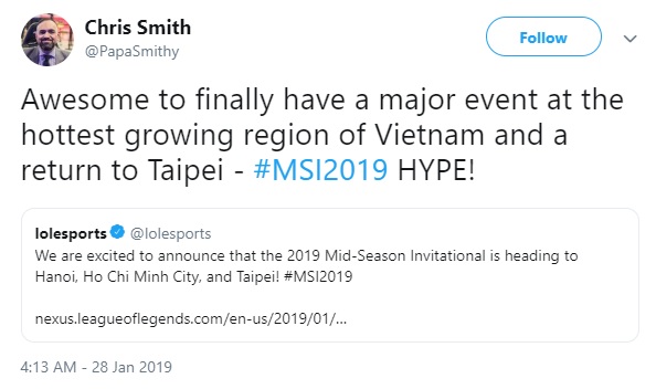 Những người nổi tiếng sẽ cùng các tuyển thủ LMHT có mặt tại MSI 2019 Việt Nam