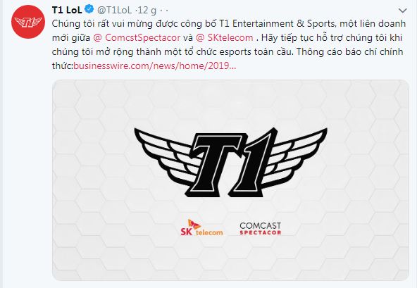 SK Telecom T1 đã chính thức xác nhận việc đổi tên của mình thành T1