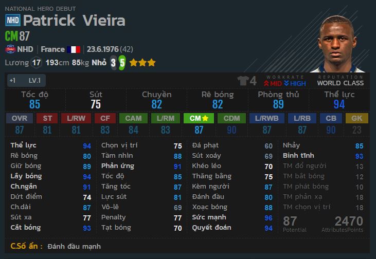 Đánh giá bộ ba hack game một thời trong Fifa Online 4: Vieira - Petit - Gullit mùa NHD