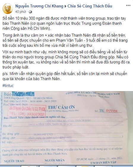 Tấm lòng, nghĩa cử cao đẹp của các game thủ LMHT Việt khi trao tặng hơn 10 triệu đồng cho bé Phạm Văn Tuấn 9 tuổi mồ côi cha mẹ