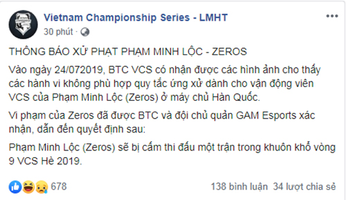 Zeros tiếp tục lãnh án phạt vì hành vi toxic