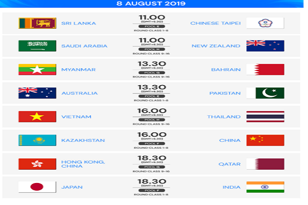 Lịch thi đấu bóng chuyền U23 châu Á 2019 ngày 8/8