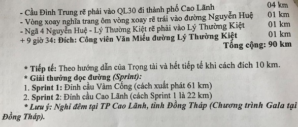 Lộ trình chặng 5 ngày 17/8 Giải xe đạp ĐBSCL 2019