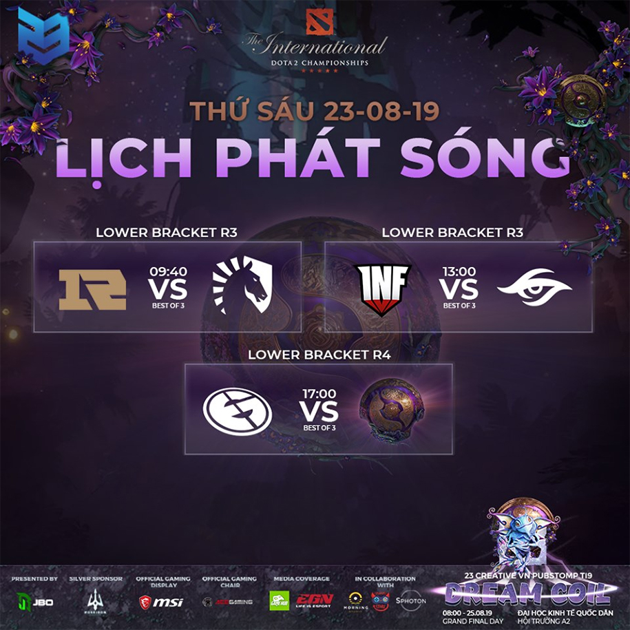 Lịch thi đấu Main Events Dota 2 The International 2019