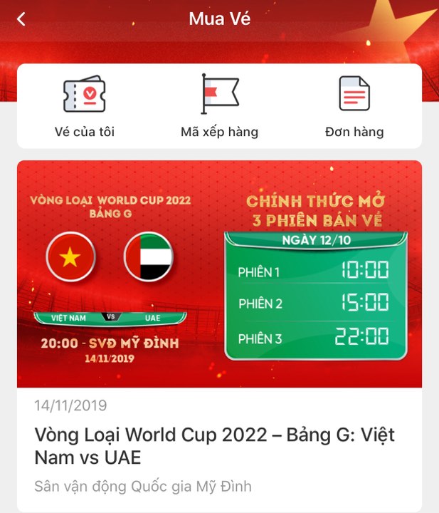 Mở bán vé các trận đấu của ĐT Việt Nam tại vòng loại World Cup 2022