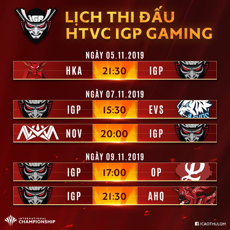 Lịch thi đấu của Team Flash và IGP Gaming tại Liên Quân AIC 2019