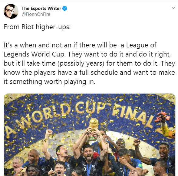 World Cup cho LMHT đang được Riot lên kế hoạch tổ chức