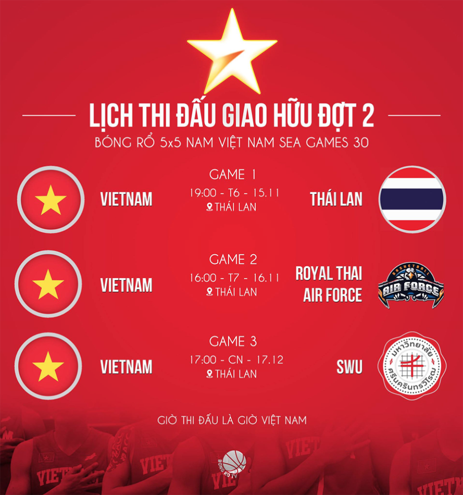 Đội tuyển bóng rổ Việt Nam đã đến Thái Lan, sẵn sàng ra sân ngay tối nay