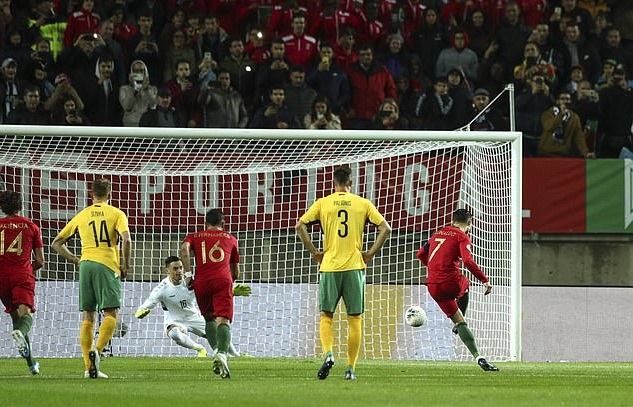 Ronaldo càng già càng mắn bàn thắng ở đội tuyển Bồ Đào Nha