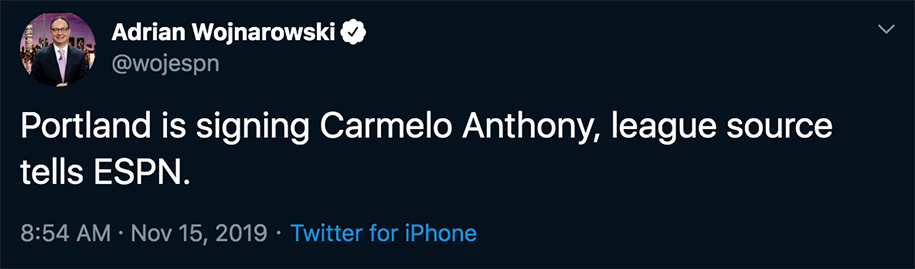 Nóng: Carmelo Anthony chính thức trở lại NBA