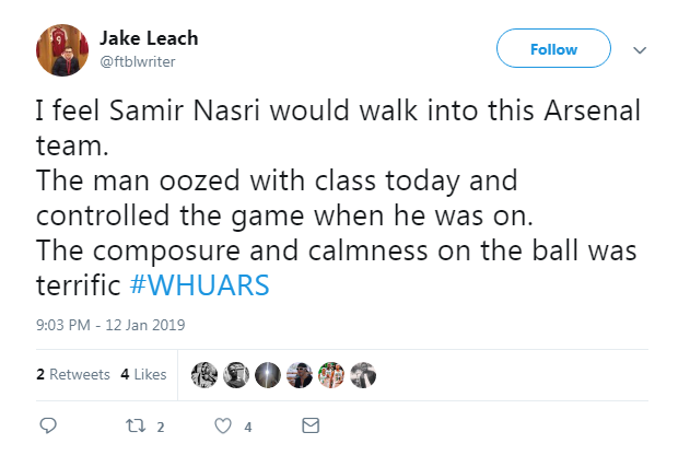 Chỉ mất 48 phút để san bằng thành tích của Ozil, Nasri được khen ngợi nức nở