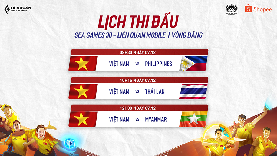 Liên Quân Việt Nam ra quân tại SEA Games vào 8h30 ngày 07/12